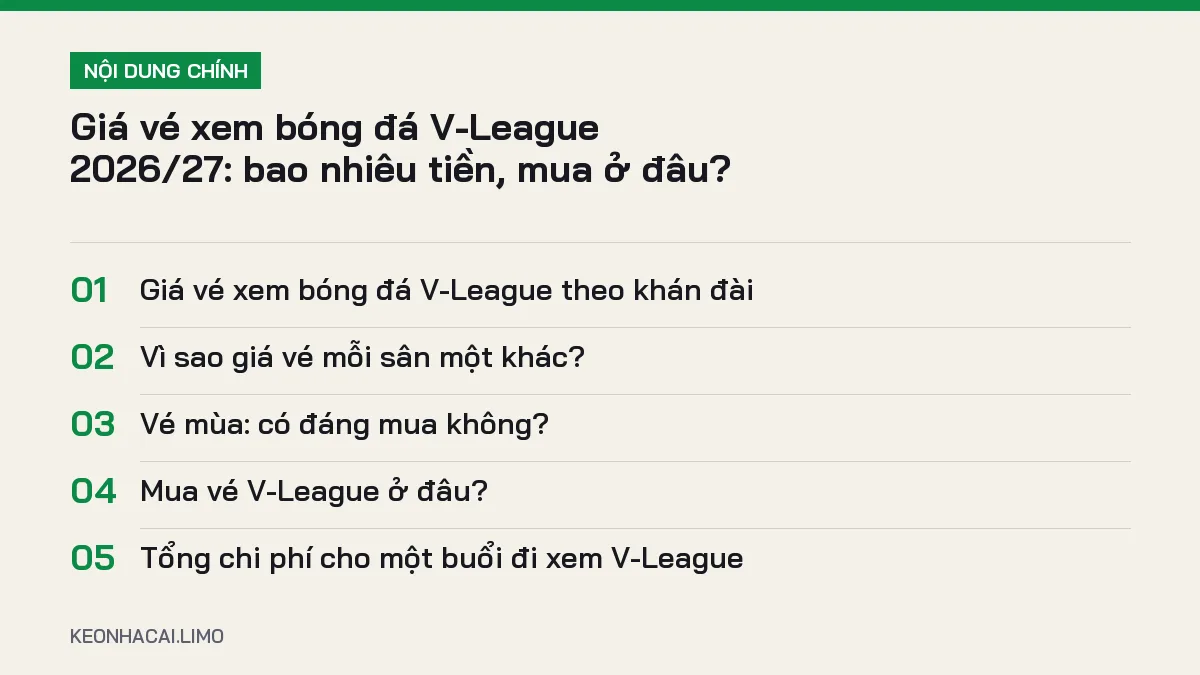 Tóm tắt nội dung giá vé xem bóng đá v-league, 5 ý chính cần biết