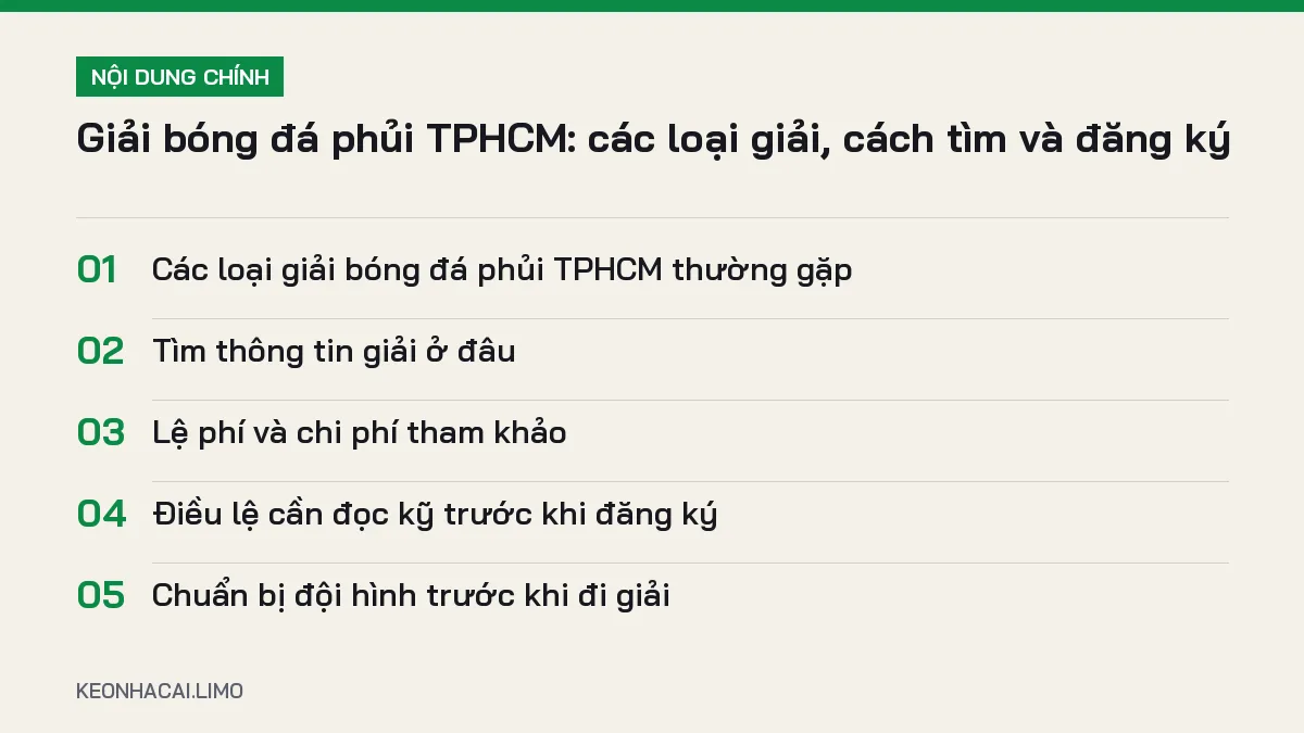 Tóm tắt nội dung giải bóng đá phủi tphcm, 5 ý chính cần biết