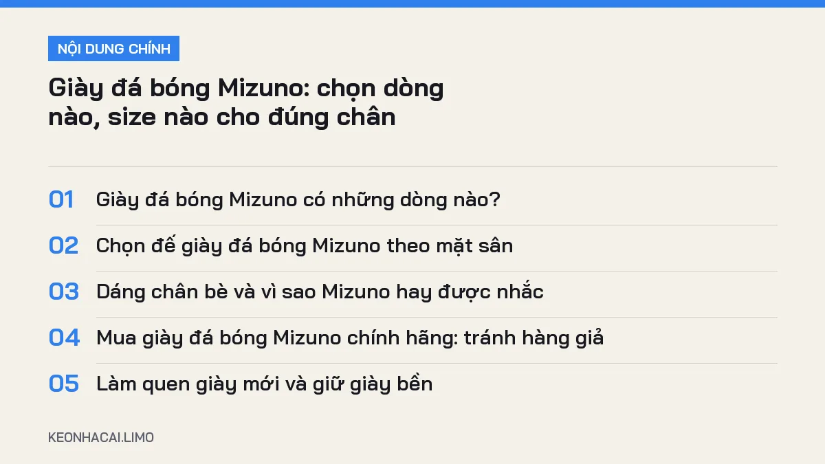 Tóm tắt nội dung giày đá bóng mizuno, 5 ý chính cần biết