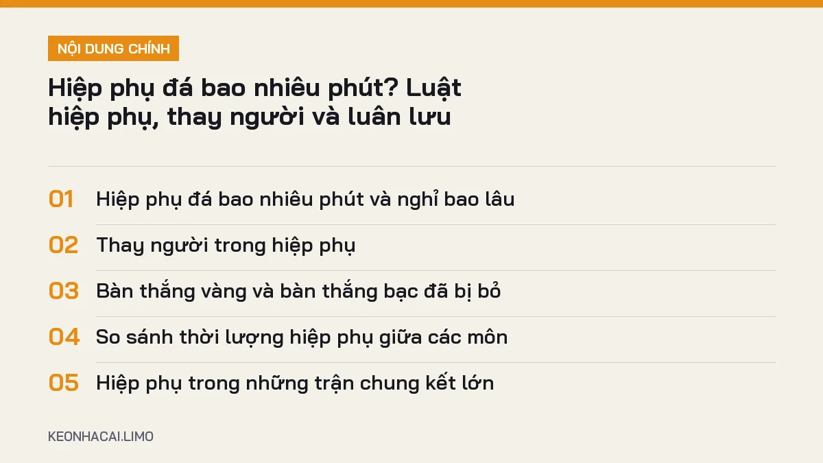 Tóm tắt nội dung hiệp phụ đá bao nhiêu phút, 5 ý chính cần biết