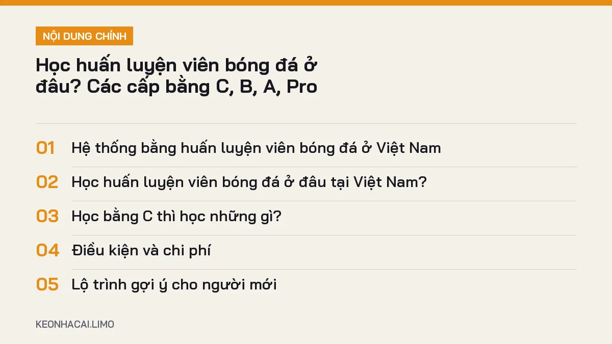Tóm tắt nội dung học huấn luyện viên bóng đá ở đâu, 5 ý chính cần biết