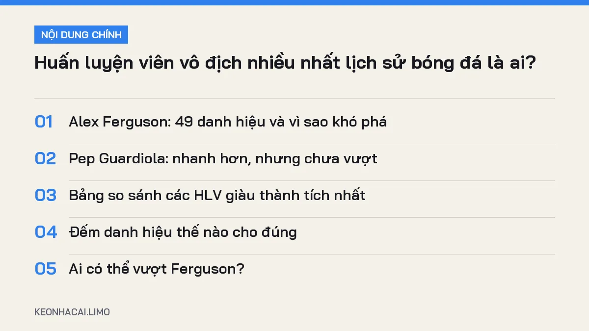 Tóm tắt nội dung huấn luyện viên vô địch nhiều nhất, 5 ý chính cần biết