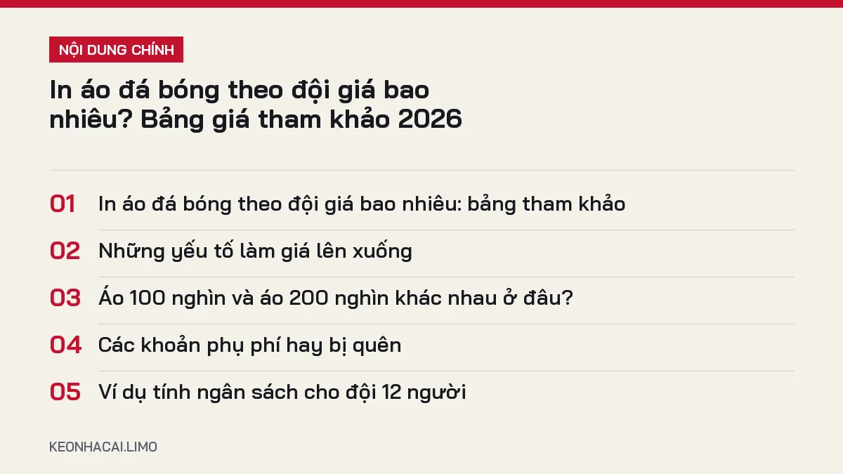 Tóm tắt nội dung in áo đá bóng theo đội giá bao nhiêu, 5 ý chính cần biết