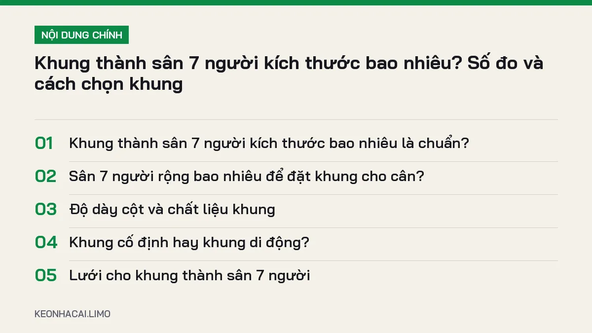 Tóm tắt nội dung khung thành sân 7 người kích thước, 5 ý chính cần biết