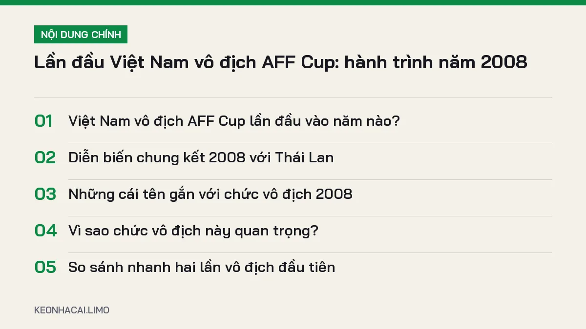 Tóm tắt nội dung lần đầu việt nam vô địch aff cup, 5 ý chính cần biết