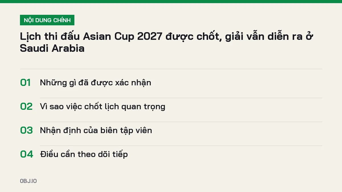Tóm tắt nội dung lịch thi đấu Asian Cup, 4 ý chính cần biết