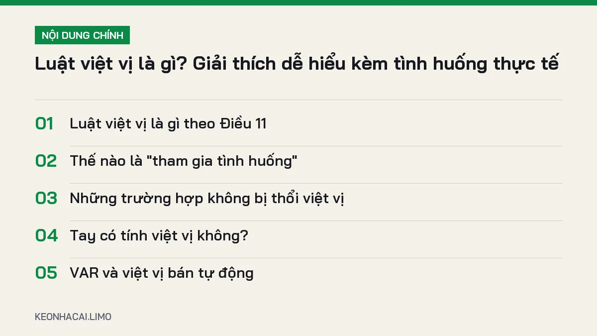 Tóm tắt nội dung luật việt vị là gì, 5 ý chính cần biết