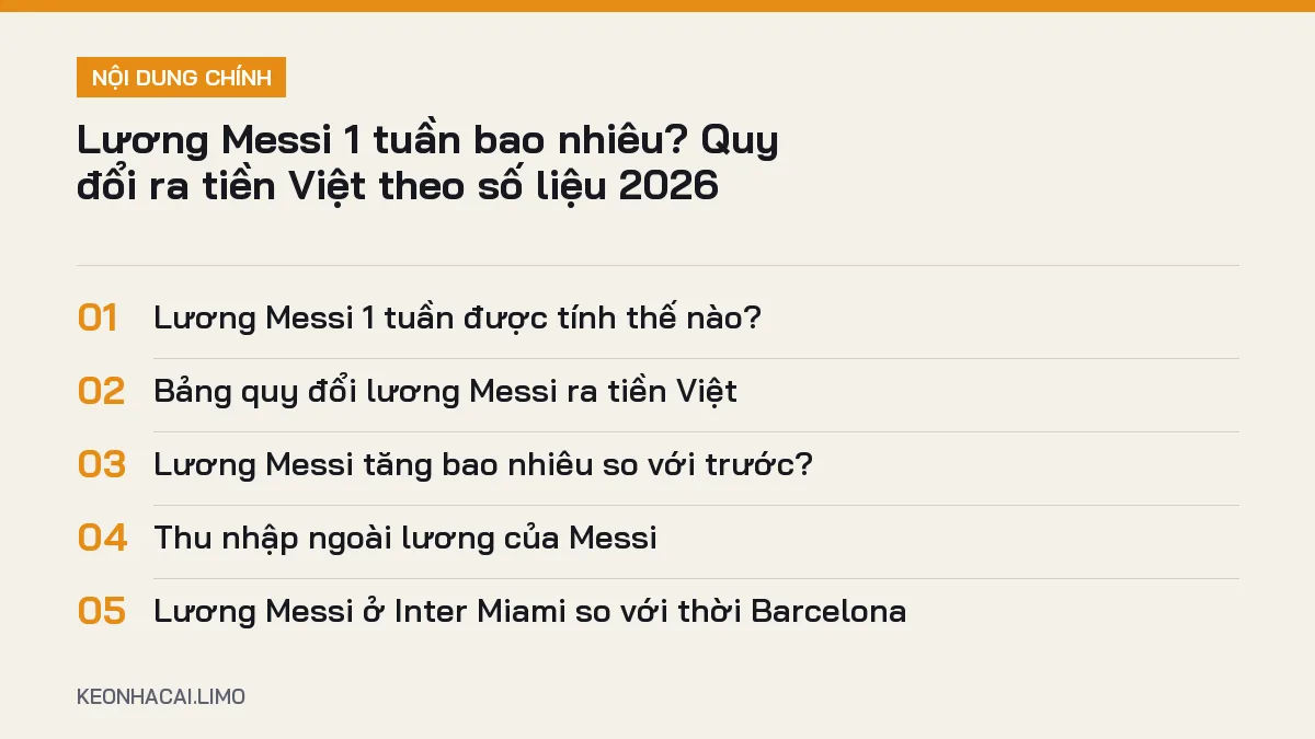 Tóm tắt nội dung lương messi 1 tuần, 5 ý chính cần biết