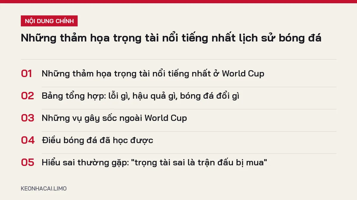 Tóm tắt nội dung những thảm họa trọng tài nổi tiếng, 5 ý chính cần biết