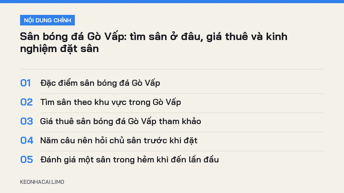 Tóm tắt nội dung sân bóng đá gò vấp, 5 ý chính cần biết