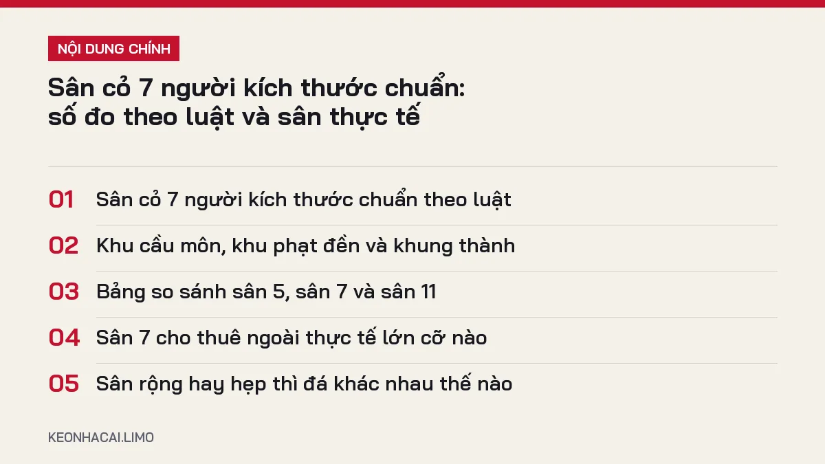 Tóm tắt nội dung sân cỏ 7 người kích thước chuẩn, 5 ý chính cần biết