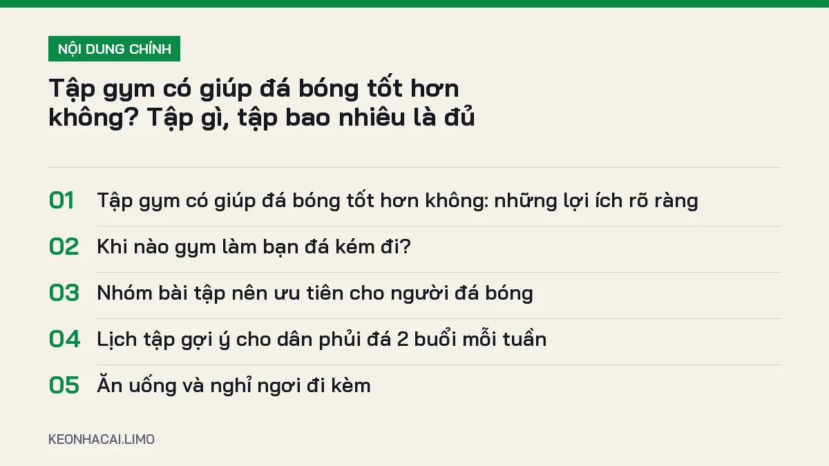 Tóm tắt nội dung tập gym có giúp đá bóng tốt hơn không, 5 ý chính cần biết
