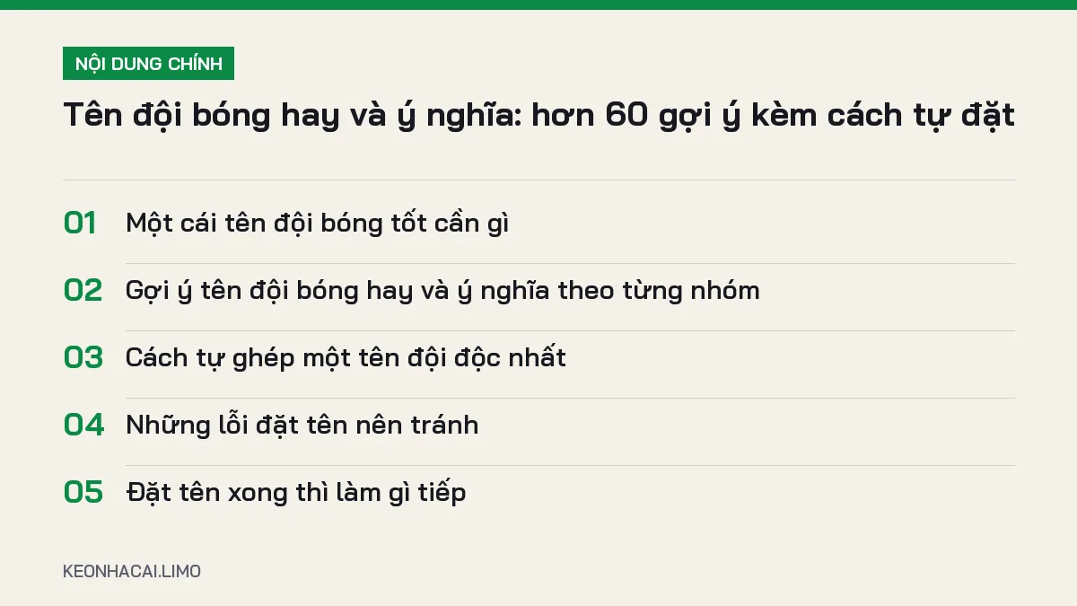 Tóm tắt nội dung tên đội bóng hay và ý nghĩa, 5 ý chính cần biết