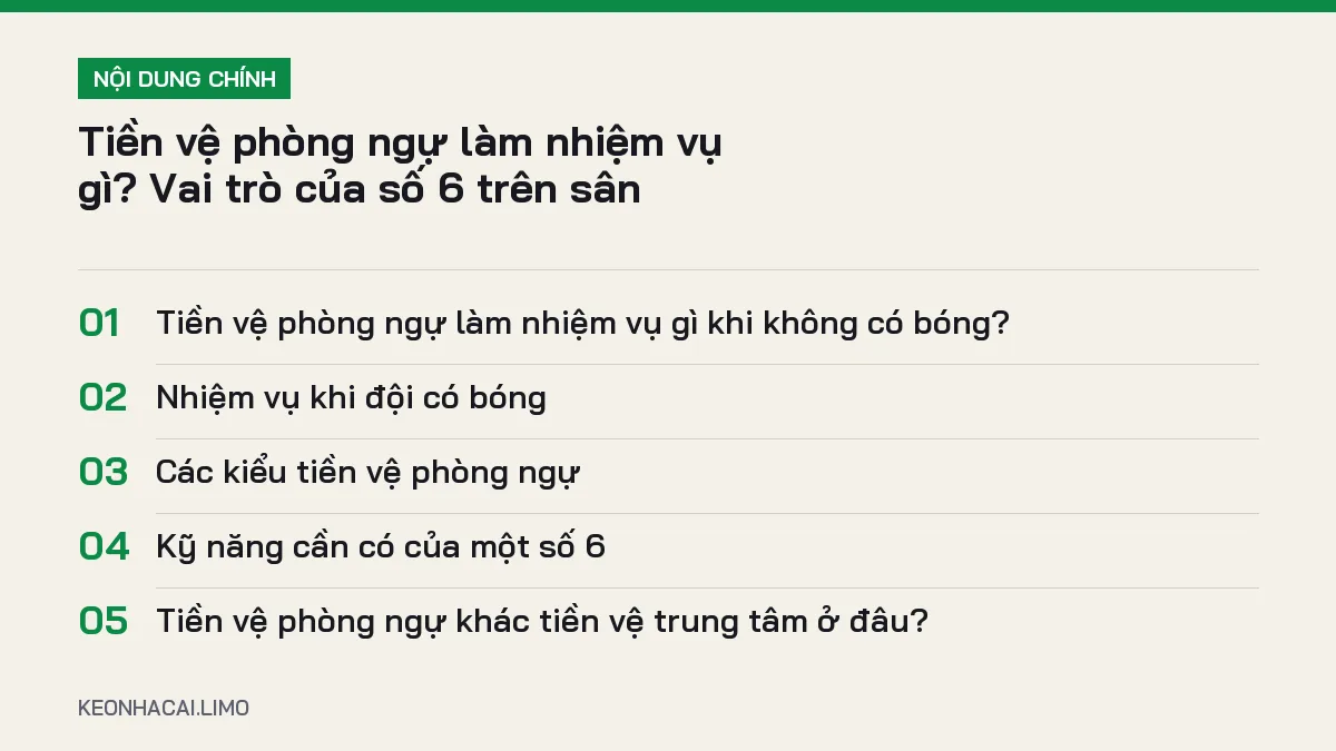 Tóm tắt nội dung tiền vệ phòng ngự làm nhiệm vụ gì, 5 ý chính cần biết