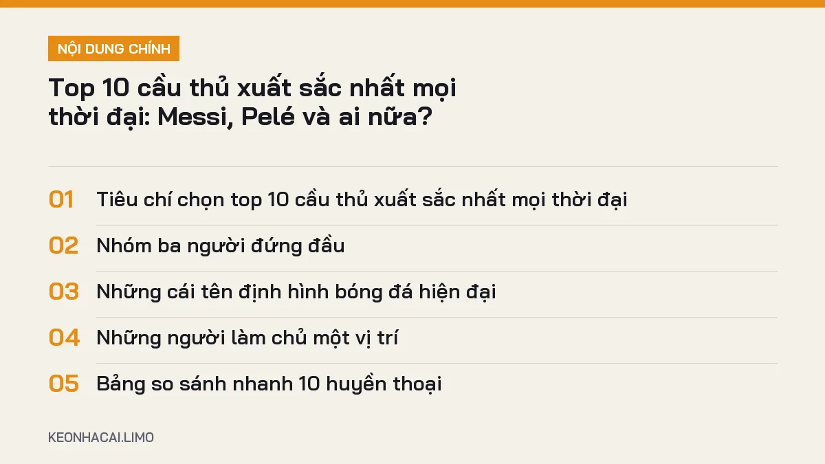 Tóm tắt nội dung top 10 cầu thủ xuất sắc nhất mọi thời đại, 5 ý chính cần biết