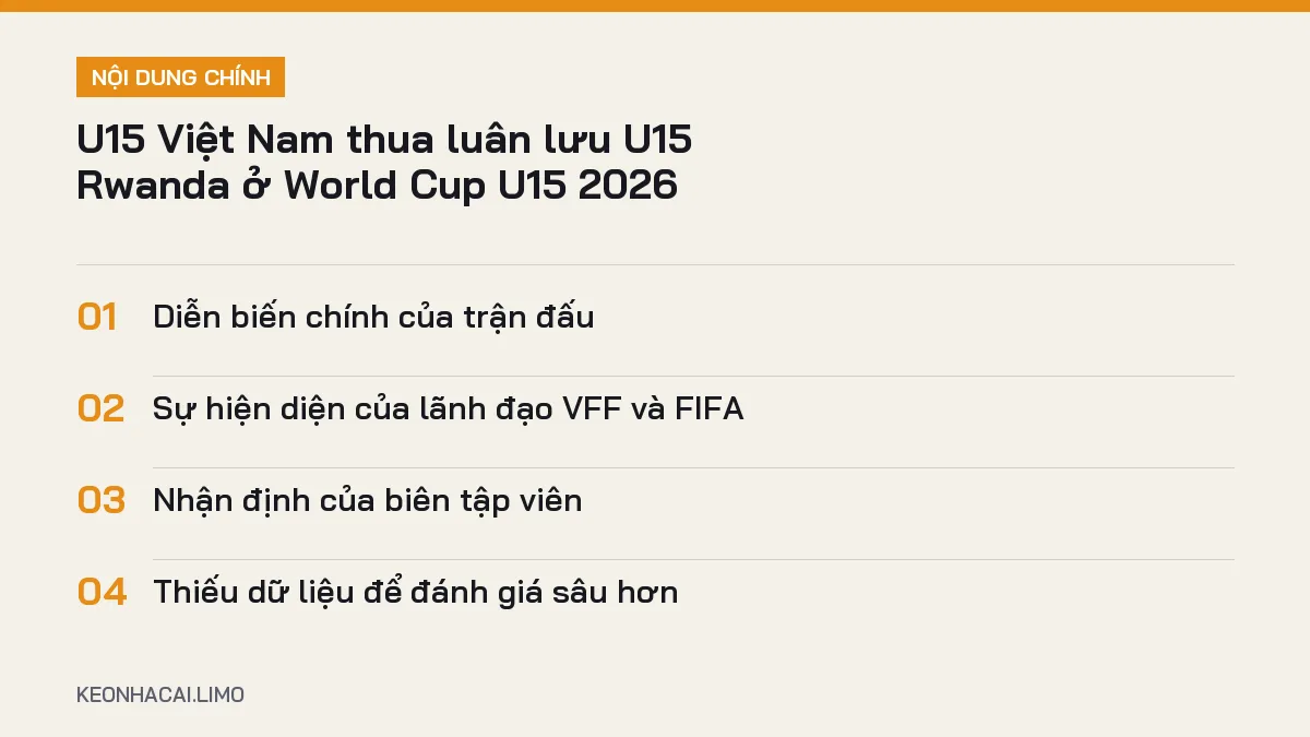 Tóm tắt nội dung U15 Việt Nam World Cup U15, 4 ý chính cần biết